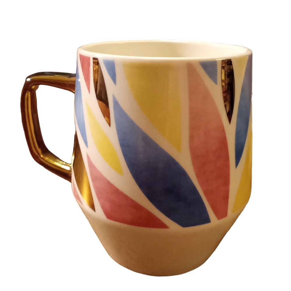 Edible Arrangements Mug Mother's Day Gold Handle Leaf Accents 25oz Blue Pink 5"t